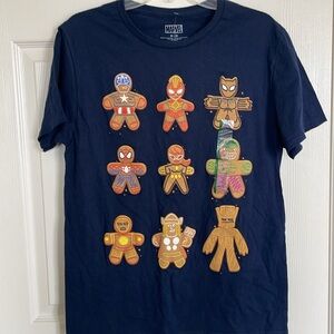 NEW! Men's Marvel Characters Gingerbread Short Sleeve Graphic T-Shirt, Size M